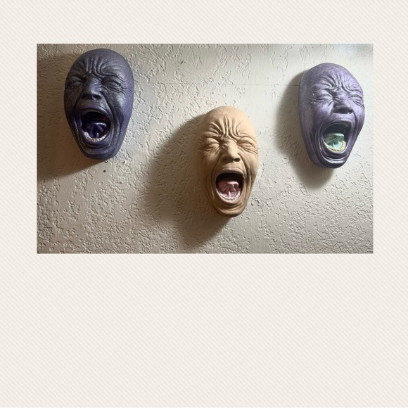 X3 (3) Screaming faces hand painted - asking price is firm - Picture 10 of 16